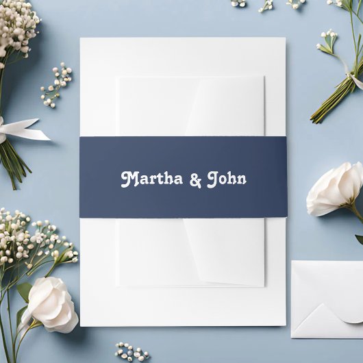 Moderne Retro Vibes Navy Blue & White Wedding Einladungsbanderole