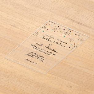 Moderne Retro-Vintage Hochzeit im Mittelalter Acryleinladungen