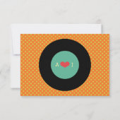Moderne Retro Vinyl Record Hochzeit RSVP Karte (Rückseite)