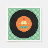 Moderne Retro Vinyl Record Hochzeit Serviette (Vorderseite)