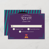Moderne Retro Vinyl Record Lila Aqua UAWG RSVP Karte (Vorne/Hinten)