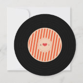 Moderne Retro Vinyl Record Orange Sky Blue Wedding Einladung (Rückseite)