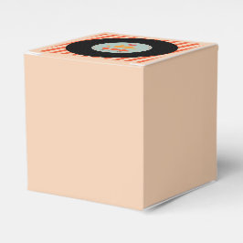 Moderne Retro Vinyl Record Orange Sky Blue Wedding Geschenkschachtel