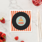 Moderne Retro Vinyl Record Orange Sky Blue Wedding Serviette (Beispiel)