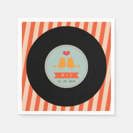 Moderne Retro Vinyl Record Orange Sky Blue Wedding Serviette