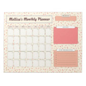 Moderne Retro warme Orangensprinklen Candy Monatli Notizblock (Vorderseite)