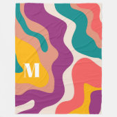 Moderne Retro Wave Monogram farbig Fleecedecke (Vorderseite)