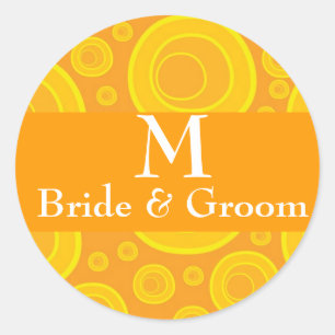 Moderne Retro Wedding Monogram Designer Aufkleber