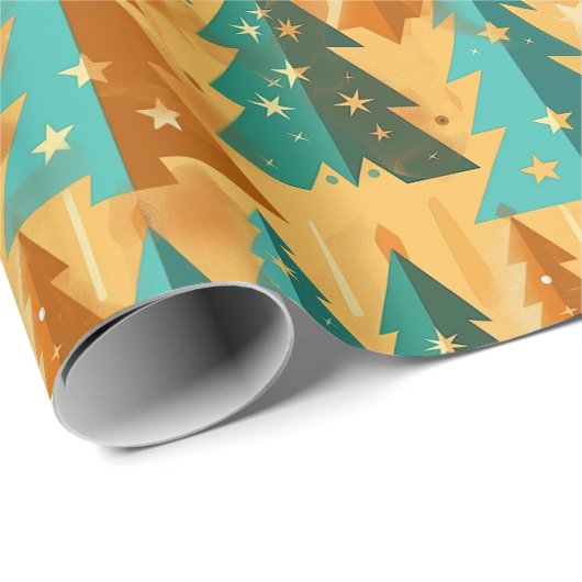 Moderne Retro Weihnachtsbaumen Kupfer aus dem Mitt Geschenkpapier (Rolleneckpunkt)