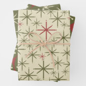 Moderne Retro-Weihnachtsmuster des Mitteljahrhunde Geschenkpapier Set (Beispiel)