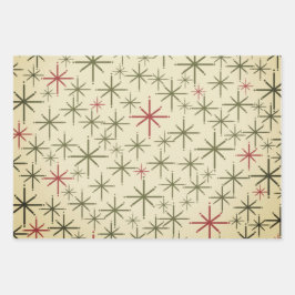 Moderne Retro-Weihnachtsmuster des Mitteljahrhunde Geschenkpapier Set