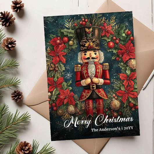Moderne Retro-Weihnachtsnussknacker editierbar Feiertagskarte