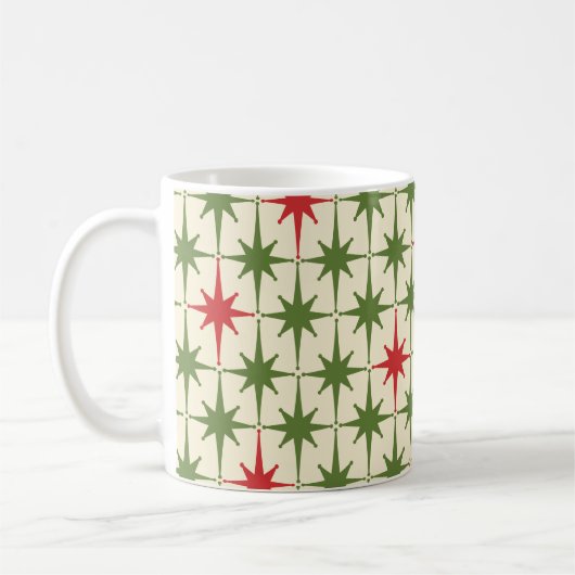 Moderne Retro-Weihnachtssterne des Jahrtausends Kaffeetasse (Links)