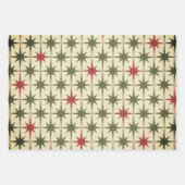 Moderne Retro-Weihnachtssterne des Mitteljahrhunde Geschenkpapier Set (Vorderseite)