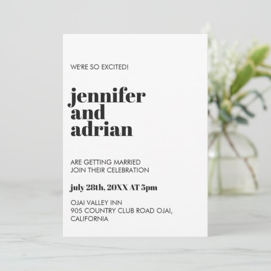 Moderne Retro Weiß Moderne Einladung (Stehend Vorderseite)