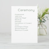 Moderne Retro Weiße & Olivgrüne Hochzeit Programm (Stehend Vorderseite)
