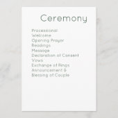 Moderne Retro Weiße & Olivgrüne Hochzeit Programm (Vorderseite)