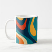 Moderne Retro-Wellen-Abstraktes Muster Kaffeetasse (Links)