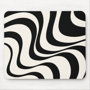 Moderne Retro-Wellen in Schwarz und Pastelltönen Mousepad