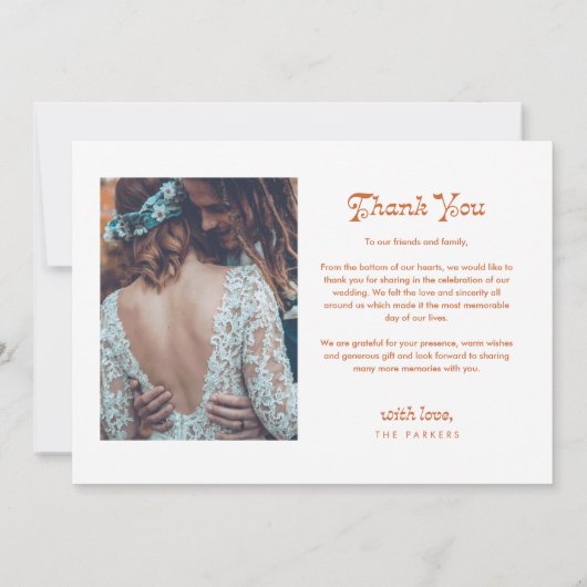 Moderne Retro Whimsical Foto Hochzeit Danke Auto (Rückseite)