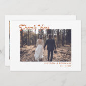Moderne Retro Whimsical Foto Hochzeit Dankeskarte (Vorne/Hinten)
