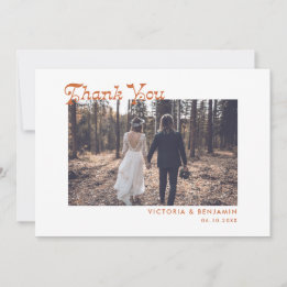 Moderne Retro Whimsical Foto Hochzeit Dankeskarte