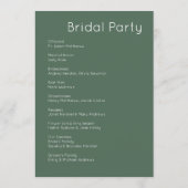 Moderne Retro White & Olive Green Wedding Programm (Rückseite)