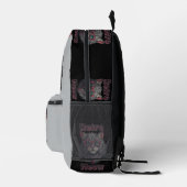 Moderne Retro Wild GrayCat Illustration Bedruckter Rucksack (Rechts)