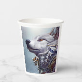 Moderne, Retro Wolf Head Pappbecher (Vorderseite)