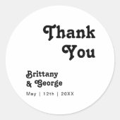 Moderne Retrobriefe Danke Gastgeschenk Hochzeit Runder Aufkleber (Vorderseite)