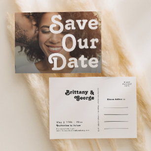 Moderne Retrobriefe Horizontal Rettete unser Datum Einladungspostkarte