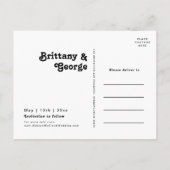 Moderne Retrobriefe Rettete unser Date Foto Einladungspostkarte (Rückseite)