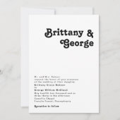 Moderne Retrobriefe Traditionelle Hochzeit Einladung (Vorderseite)