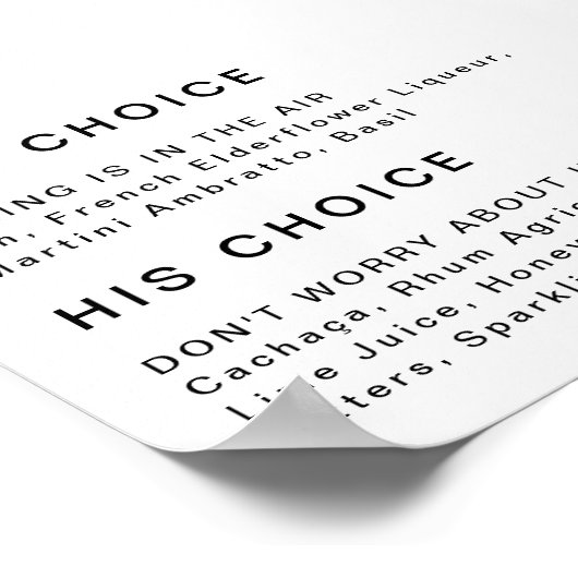 Moderne Retrobriefe Unterschrift Drinks Zeichen Poster (Ecke)