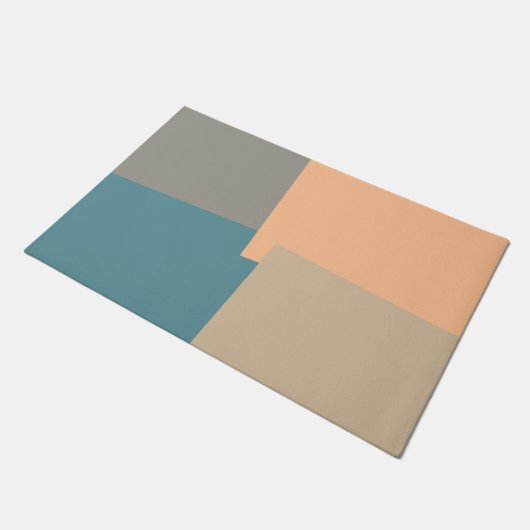 Moderne Retrofarben geometrisch Fußmatte (Schrägansicht)