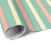 Moderne Retrostreifen in Aquamariner Minze, hellro Geschenkpapier (Rolleneckpunkt)