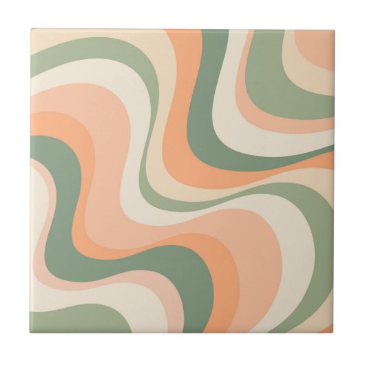 Moderne Retrowellen-Design in mehrfarbigen Farben Fliese (Vorderseite)