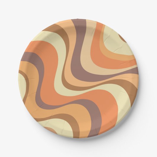 Moderne Retrowellen-Design in mehrfarbigen Farben Pappteller (Vorderseite)