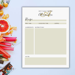 Moderne Rezepte mit schwarzer Goldschrift Notizblock