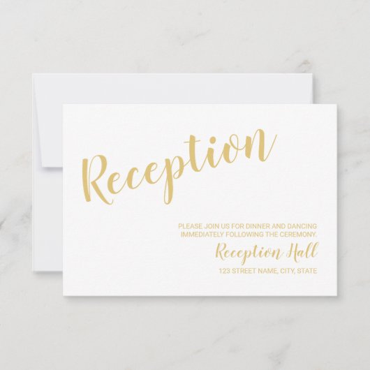 Moderne Rezeption für Script White und Gold Hochze Einladung (Vorderseite)