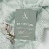 Moderne Rezeption mit grünem Ampere und Hochzeitse Begleitkarte