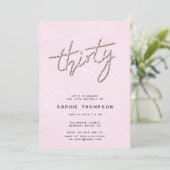 Moderne Rhinestones Sweet Pink Chic 30. Geburtstag Einladung (Stehend Vorderseite)