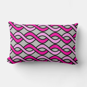 Moderne Ribbons, rosa und grau/grau/grau, Mitte de Lendenkissen