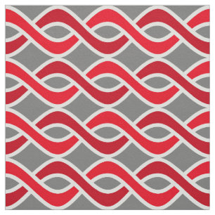 Moderne Ribbons, rot und grau/grau, Mitte des Jahr Stoff