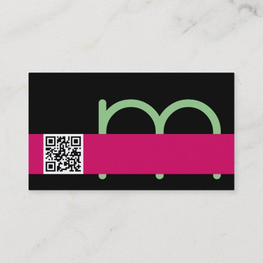 Moderne Riesenmonogramm und rosa Streifen Visitenkarte (Rückseite)