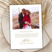 Moderne, riesige Gold Script 2 Foto Hochzeit Dankeskarte