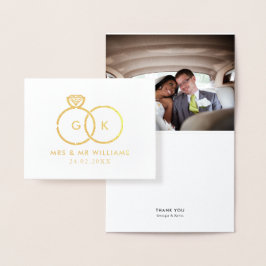 Moderne Rings Custom Wedding Foto Vielen Dank Folienkarte