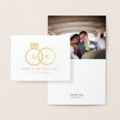 Moderne Rings Custom Wedding Foto Vielen Dank Folienkarte (Anzeige)