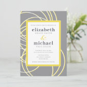 Moderne Rings Elegante Hochzeit Gelb und Grau Einladung (Stehend Vorderseite)