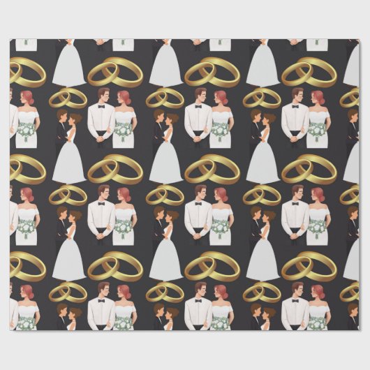 MODERNE RINGS Hochzeitstag Geschenkpapier (Flach)